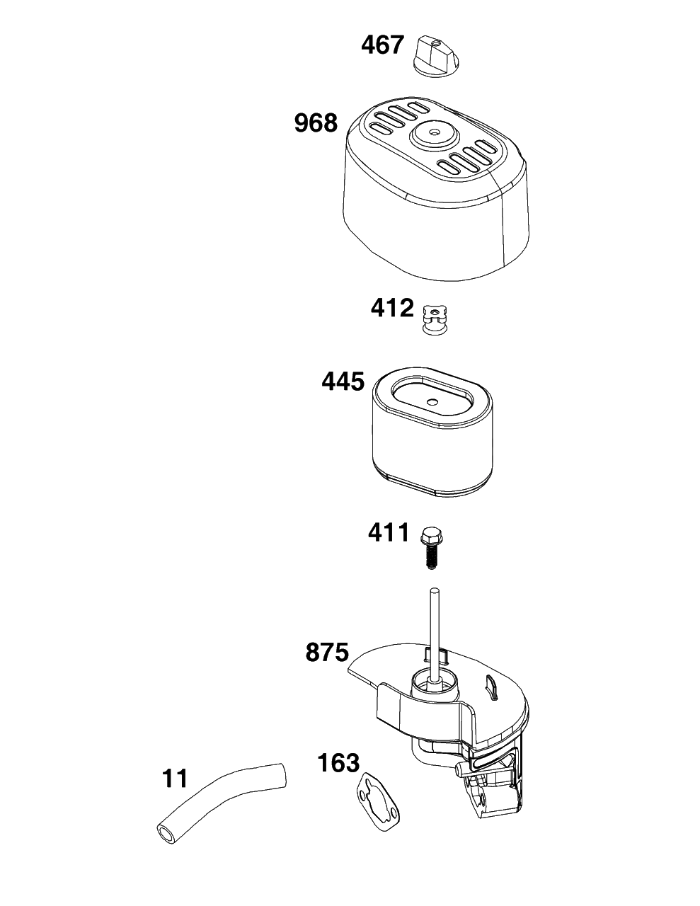 Air Cleaner Group Diagram and Parts List for 83132-1112-01  Briggs and Stratton Engine